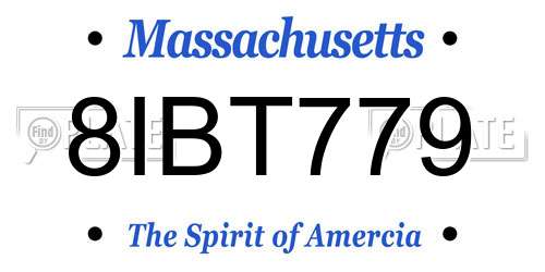 8IBT779 Massachusetts License Plate