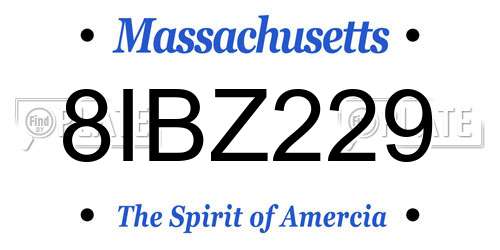 8IBZ229 Massachusetts License Plate