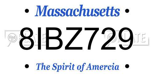 8IBZ729 Massachusetts License Plate