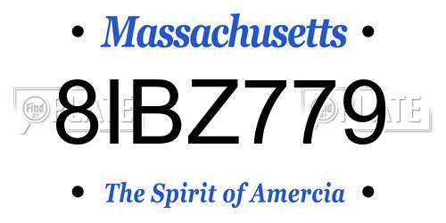 8IBZ779 Massachusetts License Plate