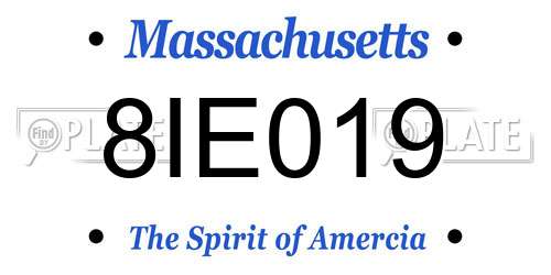 8IE019 Massachusetts License Plate