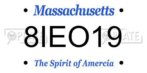 8IEO19 Massachusetts License Plate