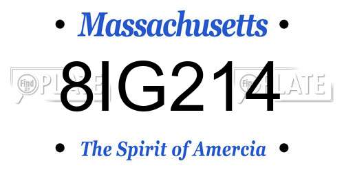 8IG214 Massachusetts License Plate