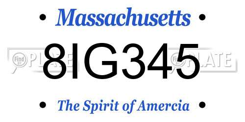 8IG345 Massachusetts License Plate
