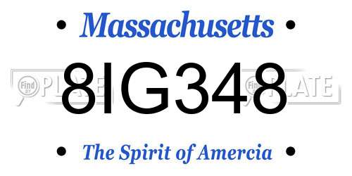 8IG348 Massachusetts License Plate