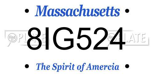 8IG524 Massachusetts License Plate