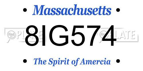 8IG574 Massachusetts License Plate