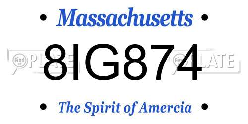 8IG874 Massachusetts License Plate