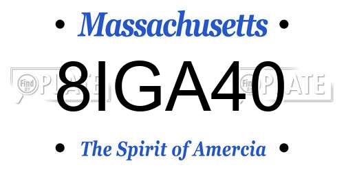 8IGA40 Massachusetts License Plate