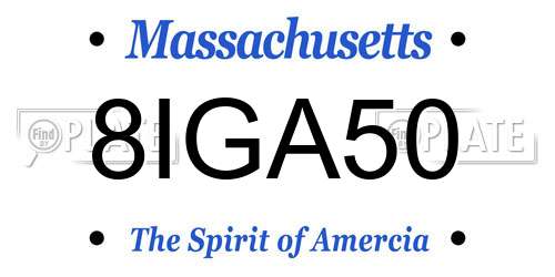 8IGA50 Massachusetts License Plate