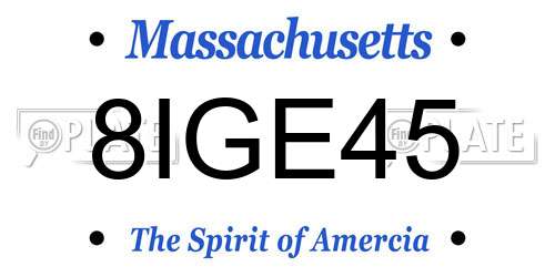 8IGE45 Massachusetts License Plate