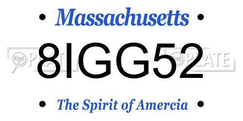 8IGG52 Massachusetts License Plate