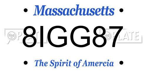 8IGG87 Massachusetts License Plate