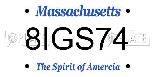8IGS74 Massachusetts License Plate