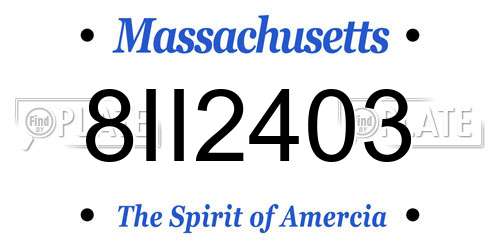 8II2403 Massachusetts License Plate