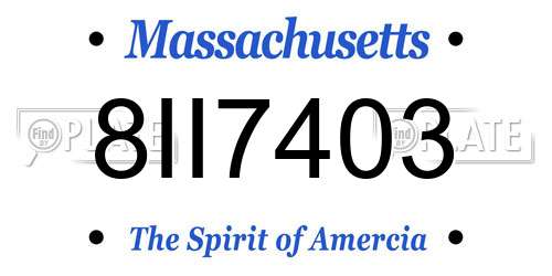 8II7403 Massachusetts License Plate