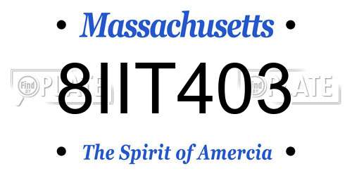 8IIT403 Massachusetts License Plate