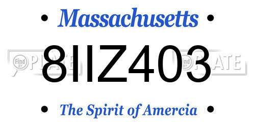 8IIZ403 Massachusetts License Plate