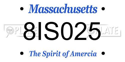 8IS025 Massachusetts License Plate