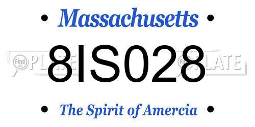 8IS028 Massachusetts License Plate