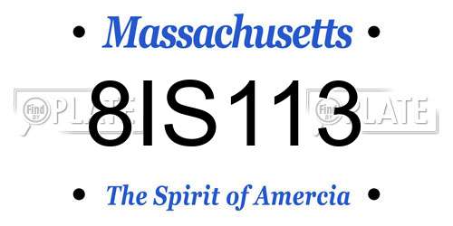 8IS113 Massachusetts License Plate