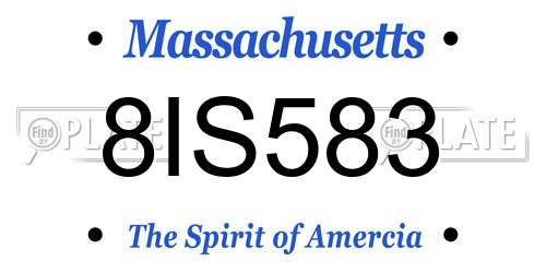 8IS583 Massachusetts License Plate
