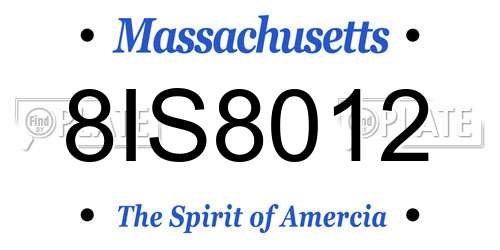 8IS8012 Massachusetts License Plate