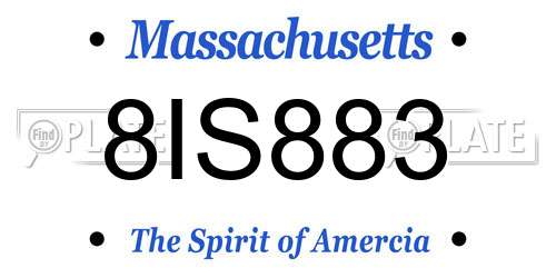 8IS883 Massachusetts License Plate