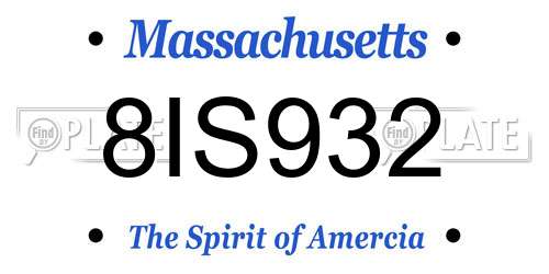 8IS932 Massachusetts License Plate