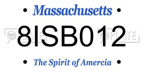 8ISB012 Massachusetts License Plate