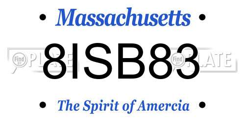 8ISB83 Massachusetts License Plate