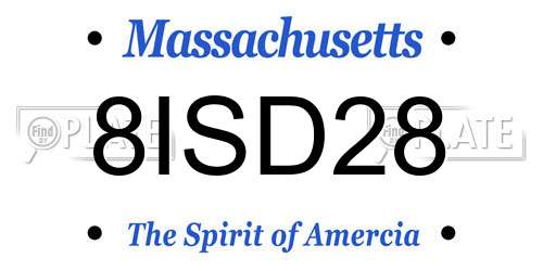 8ISD28 Massachusetts License Plate