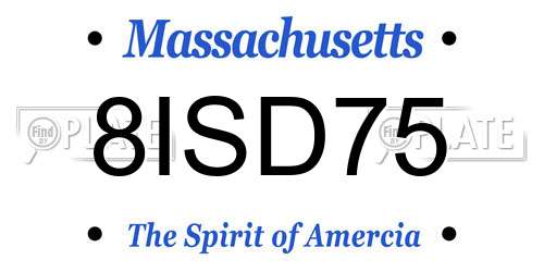 8ISD75 Massachusetts License Plate