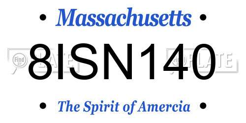 8ISN140 Massachusetts License Plate