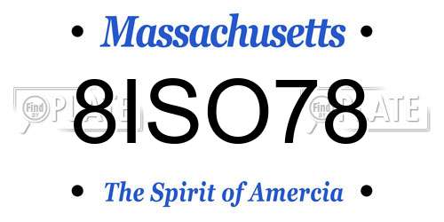8ISO78 Massachusetts License Plate