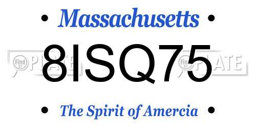 8ISQ75 Massachusetts License Plate