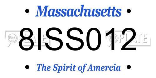 8ISS012 Massachusetts License Plate