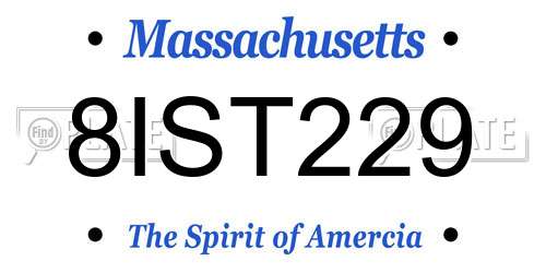 8IST229 Massachusetts License Plate