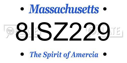 8ISZ229 Massachusetts License Plate
