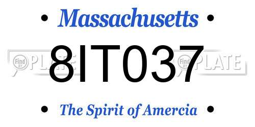 8IT037 Massachusetts License Plate