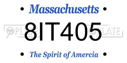 8IT405 Massachusetts License Plate