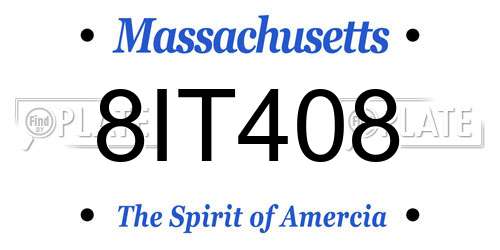 8IT408 Massachusetts License Plate