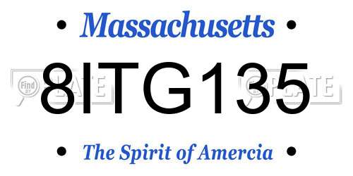 8ITG135 Massachusetts License Plate