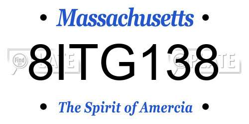8ITG138 Massachusetts License Plate