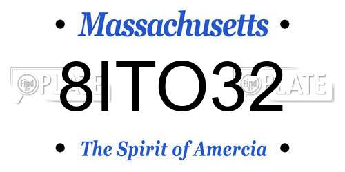 8ITO32 Massachusetts License Plate