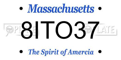 8ITO37 Massachusetts License Plate