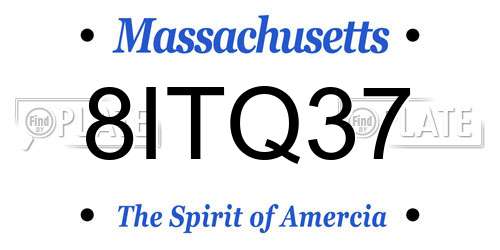 8ITQ37 Massachusetts License Plate
