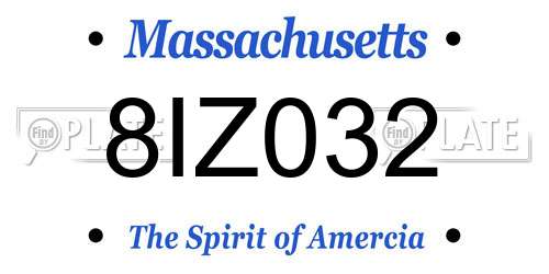 8IZ032 Massachusetts License Plate