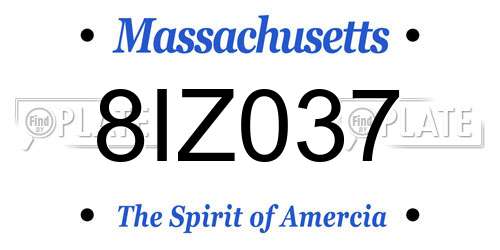 8IZ037 Massachusetts License Plate