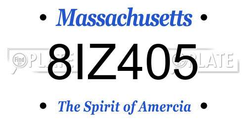 8IZ405 Massachusetts License Plate